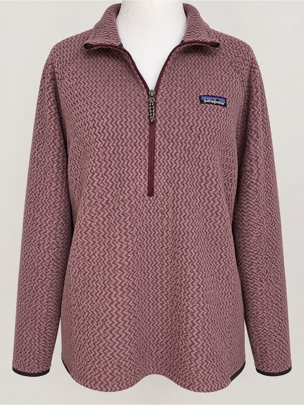 Patagonia Mauve Zigzag Fleece Half Zip Pullover XXL Textured Curvy Athletic Gym